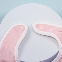 雅赞（YAZAN）U型围嘴 纯棉纱布口水巾 按扣围嘴 双面 六层粉云朵