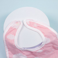 雅赞（YAZAN）U型围嘴 纯棉纱布口水巾 按扣围嘴 双面 二层粉云朵