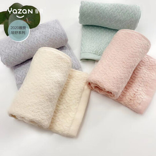 雅赞（YAZAN）三层纯棉纱布毛巾  婴儿口水巾 儿童洗脸巾 轻舒米黄色 大毛巾34*75cm（单条）