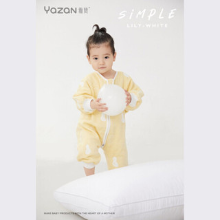雅赞（YAZAN）婴幼儿爬服睡袋 纯棉四层六层纱布连体衣 薄棉加棉 六层花生 100码衣长85cm(适合身高80-100厘米)