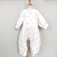 雅赞(YAZAN)婴幼儿爬服睡袋 纯棉四层六层纱布连体衣 薄棉加棉 四层粉冠 73码衣长65cm(适合身高60-75厘米)