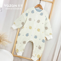 雅赞(YAZAN)婴幼儿爬服睡袋 纯棉四层六层纱布连体衣 薄棉加棉 六层刺猬物语(可拆袖) 90码衣长75cm(适合身高75-85厘米)