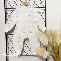 雅赞(YAZAN)婴幼儿爬服睡袋 纯棉四层六层纱布连体衣 薄棉加棉 六层圣诞 73码衣长65cm(适合身高60-75厘米)