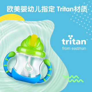 美国努比(Nuby）TRITAN儿童水杯吸管杯宝宝学饮杯婴儿饮水杯牛奶杯重力球水杯蓝色 浅蓝色 240ml