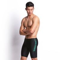 速比涛speedo 新款男士及膝泳裤 五分抗氯齐膝游泳裤 中灰蓝 40码 809529A566