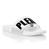 PHILIPP PLEIN菲利普.普兰 PP男鞋拖鞋防滑橡胶鞋底品牌字样透明PVC鞋面 白色 44