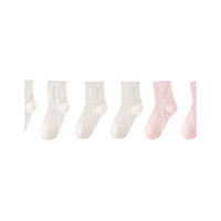 安奈儿童装女童短袜三件装2021年春装新款弹力袜子套装 杂色02 16（4-6岁）
