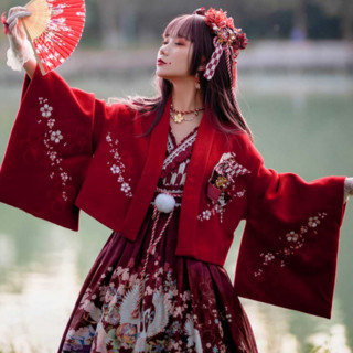 RedMaria 红玛丽 Lolita洛丽塔 和风 千本樱 女士大衣 短款 红色