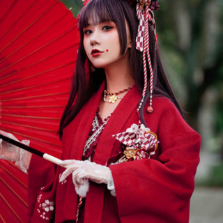 RedMaria 红玛丽 Lolita洛丽塔 和风 千本樱 女士大衣 短款 红色