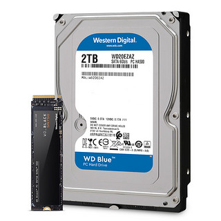 WD 500GB NVMe Black SN750 SSD + WD 2TB稳定机械硬盘