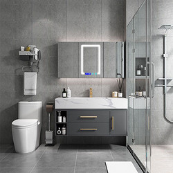 卡贝岩板一体轻奢洗手洗脸盆浴室柜组合现代简约卫生间洗漱台定制