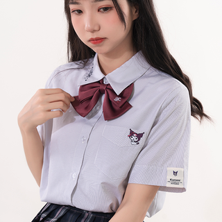 Kyouko 梗豆 三丽鸥正版合作款 库洛米 JK制服 西式制服 女士尖领短袖衬衫 010455 黑灰色 S