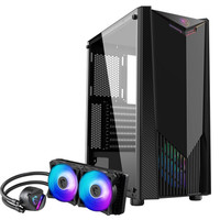 MSI 微星 PAG系列 PAG GUNGNIR 100R ATX机箱 半侧透 黑色+寒霜240R 240mm 一体水冷散热器 机箱水冷套装