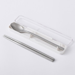 無印良品 MUJI 不锈钢便携餐具套装 银色 长38×宽20×高190mm