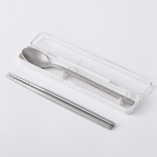 無印良品 MUJI 不锈钢便携餐具套装 银色 长38×宽20×高190mm