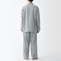 無印良品 MUJI 無印良品  男式 无侧缝双层纱织 睡衣 灰色 L-XL