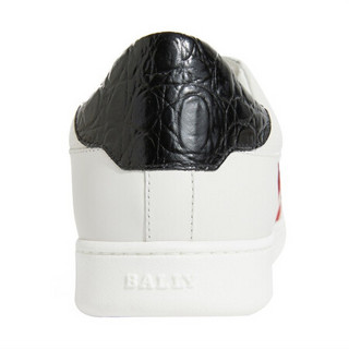 巴利 BALLY 男士白色牛皮红色条纹饰条黑尾系带休闲鞋板鞋 WINTON 07 6234705 6.5/40.5码