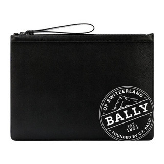 BALLY 巴利 男士 黑色logo印花涂层帆布拉链手拿包 BHALDEN.ST 170 6237285