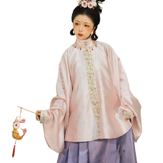 SHANHAIJI 山海记 明制汉服 相思兔兔 女士立领琵琶袖短袄 浅粉 S