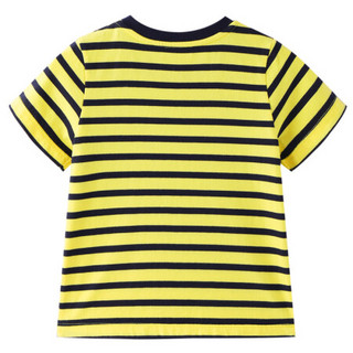 安奈儿童装男小童短袖T恤季新款百搭条纹短T 黄蓝条 80cm