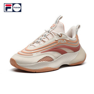 FILA FUSION斐乐女子RAY运动鞋2021春夏新款时尚厚底老爹鞋休闲鞋 陆朱色/蜜桃牛扎糖-DP 37.5