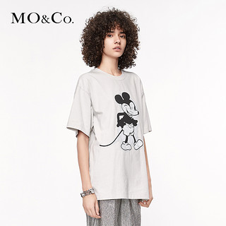 MO&Co. 摩安珂 萌宠部落MICKEY MOUSE合作系列女士米奇印花短袖T恤 MBO3TEE011 XS 水露白色