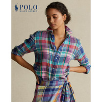 Ralph Lauren/拉夫劳伦女装 21年春经典版型格纹亚麻衬衫RL22108 650-多色 XL