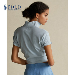 Ralph Lauren/拉夫劳伦女装 21年春经典版型网格网球衫RL22074 400-蓝色 XL