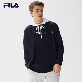 FILA 斐乐官方男士针织上衣2021夏季新款休闲舒适简约运动外套 F11M128501F 传奇蓝-NV 180/100A/XL