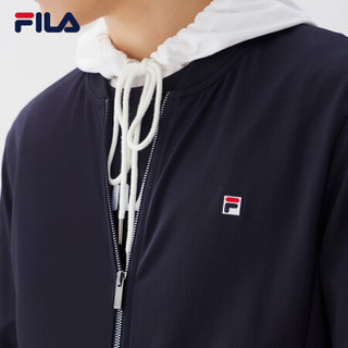 FILA 斐乐官方男士针织上衣2021夏季新款休闲舒适简约运动外套 F11M128501F 传奇蓝-NV 180/100A/XL