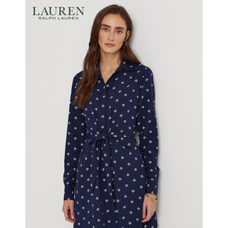 Lauren/拉夫劳伦女装 2021年春季印花绉纱衬衫式连衣裙RL60499 101-海军蓝 12