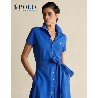 Ralph Lauren/拉夫劳伦女装 21年春珠地布A字型Polo连衣裙RL22065 400-蓝色 L