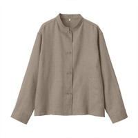 無印良品 無印良品 MUJI 女士长袖衬衫 410998 浅灰棕色 M-L