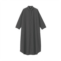 無印良品 MUJI 無印良品 女式 印度棉 高密度编织 衬衫连衣裙 深灰色 ONE SIZE