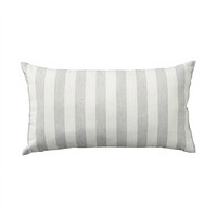 MUJI 棉平织 可洗靠垫 麻灰色×本白色条纹 25×45cm