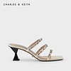 CHARLES & KEITH CHARLES＆KEITH2021夏季新品SL1-60920030女士半宝石装饰高跟凉鞋 Beige米色 35