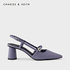 CHARLES＆KEITH2021夏新品CK1-61680106女士花朵装饰尖头高跟凉鞋 Lilac浅紫色 36