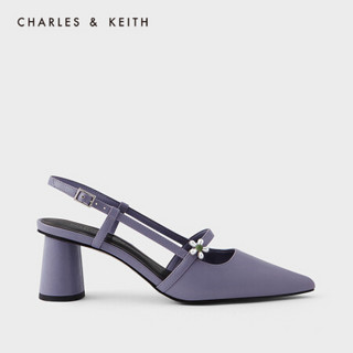 CHARLES＆KEITH2021夏新品CK1-61680106女士花朵装饰尖头高跟凉鞋 Lilac浅紫色 39