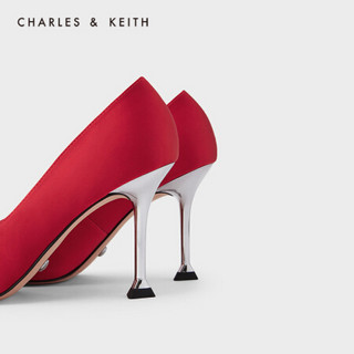 CHARLES＆KEITH2021夏季新品SL1-60280366女士半宝石饰高跟鞋婚鞋 Red红色 36