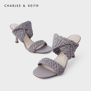 CHARLES＆KEITH2021春新品CK1-60190273女士编织鞋面露趾高跟凉鞋 Lilac浅紫色 34