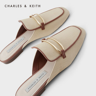 CHARLES＆KEITH2021夏季新品CK1-70380856女士金属装饰平跟穆勒鞋 Sand沙色 39