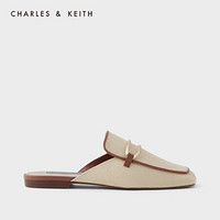 CHARLES＆KEITH2021夏季新品CK1-70380856女士金属装饰平跟穆勒鞋 Sand沙色 39