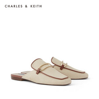 CHARLES＆KEITH2021夏季新品CK1-70380856女士金属装饰平跟穆勒鞋 Sand沙色 38