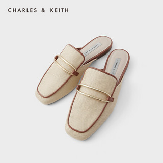 CHARLES＆KEITH2021夏季新品CK1-70380856女士金属装饰平跟穆勒鞋 Sand沙色 39