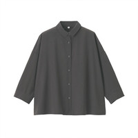 無印良品  無印良品 MUJI 女士七分袖衬衫 BCM26A1S 深灰色