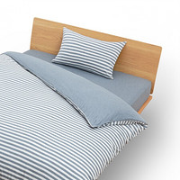 MUJI 棉天竺 床垫罩 混浅蓝色 単人床用 120×200×18～28cm用