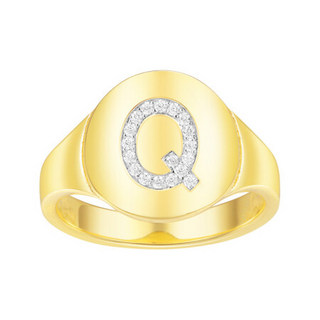 APM Monaco金黄色镶字母J戒指女个性食指环简约大气复古时尚送女友礼物女 晶钻字母Q60