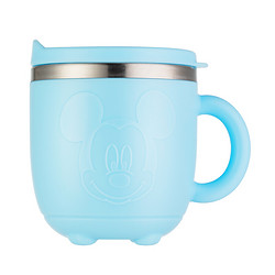 迪士尼（Disney）宝宝水杯子 儿童牛奶杯316不锈钢隔热单柄带盖学饮杯 3D蓝色米奇260ml