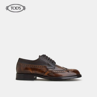 托德斯 TOD'S2021春夏新品男鞋男士布洛克雕花牛皮系带鞋 褐色 42