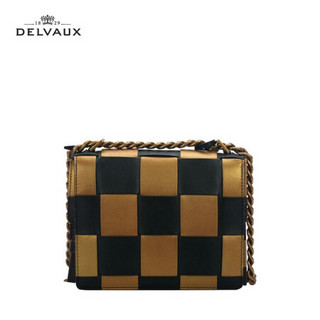 DELVAUX Madame系列 包包女包斜挎奢侈品新品单肩包迷你  黑-金拼色 褐色
